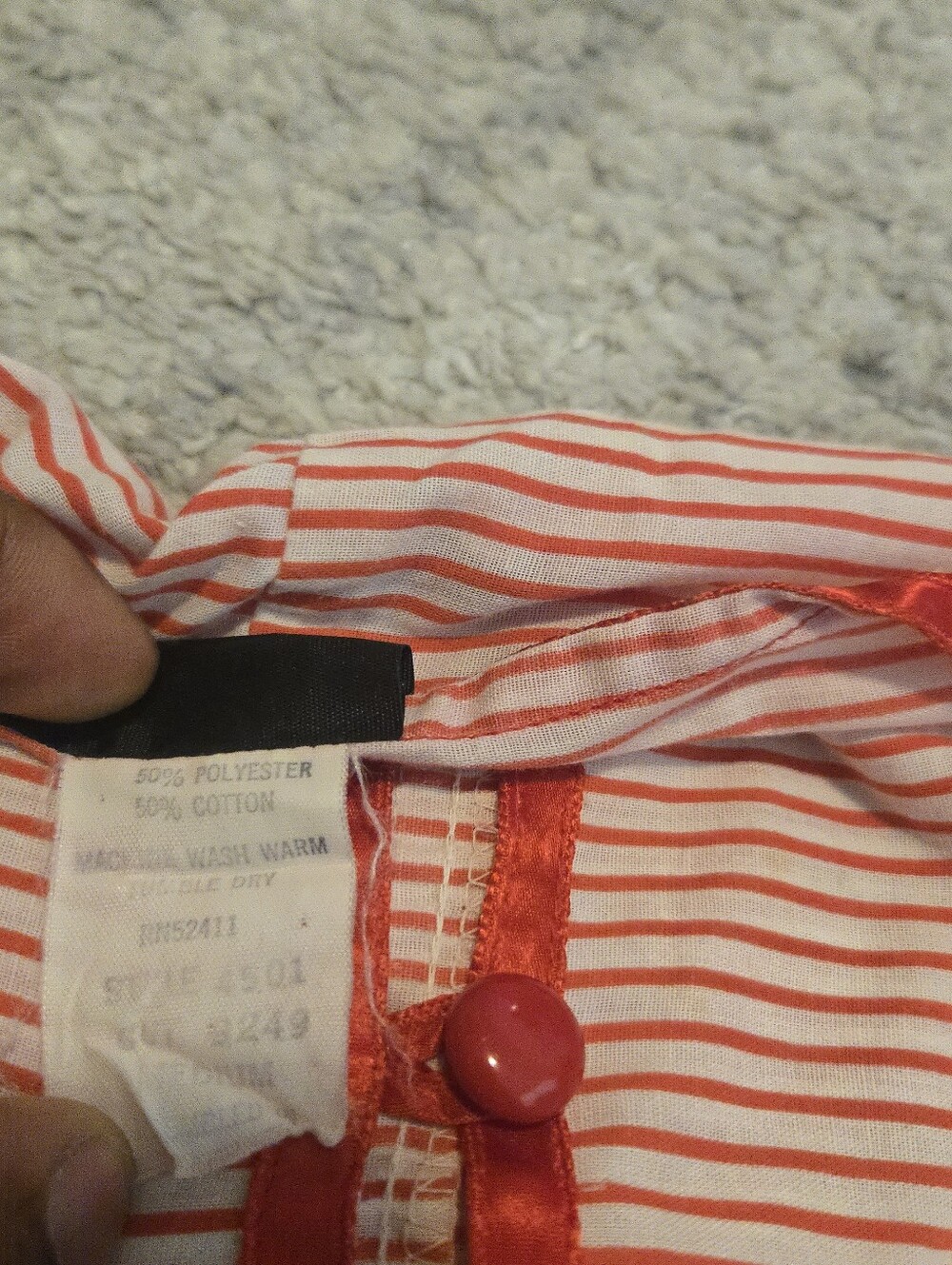 Vintage 70s/80s First Glance Striped & Floral Mixed Pattern Smocked Blouse - M - Picture 3 of 7
